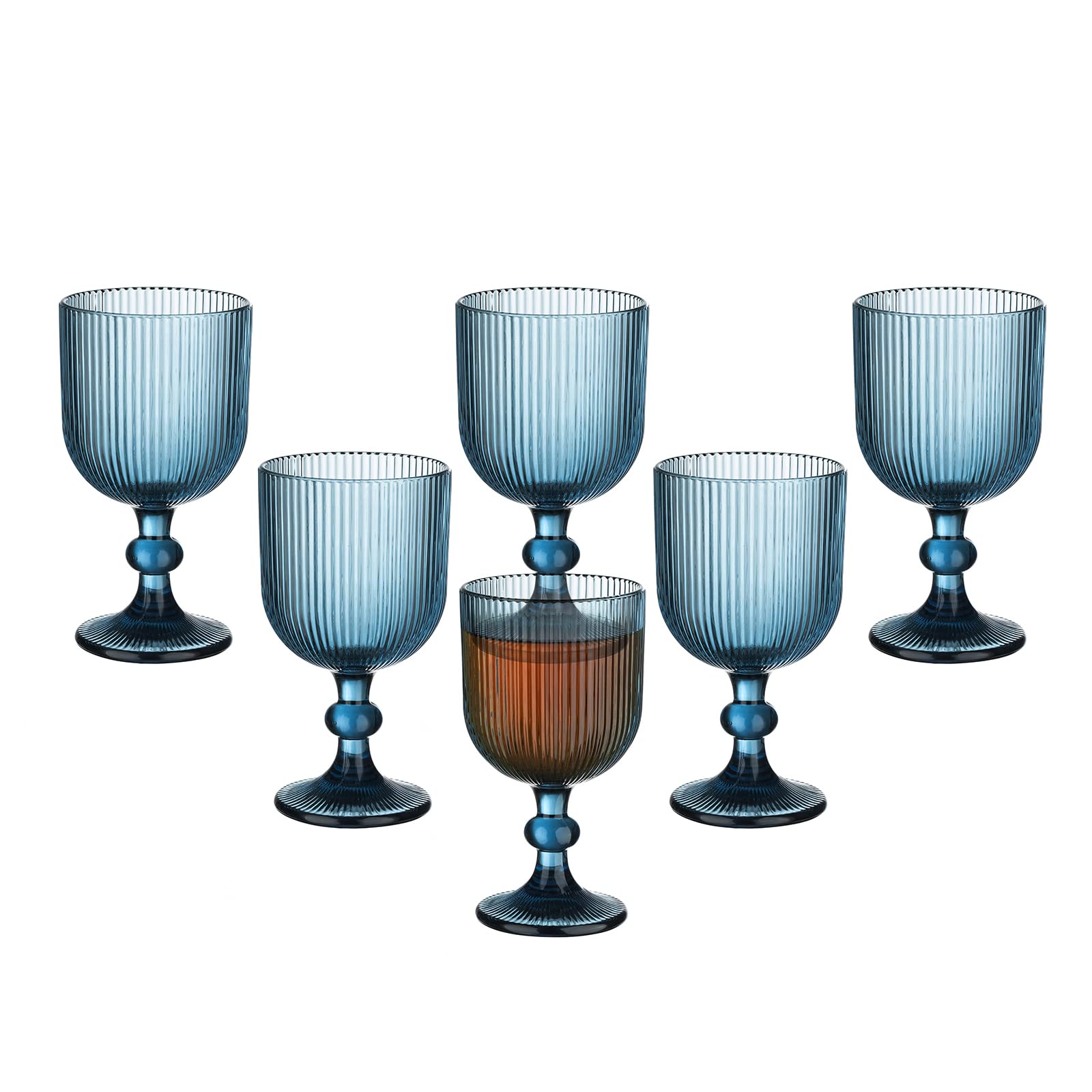 【キャプション付き】『青liquor 』1杯 Amazon.com | Blue Vintage Wine Glasses Set of 6, 11 Ounces Colored