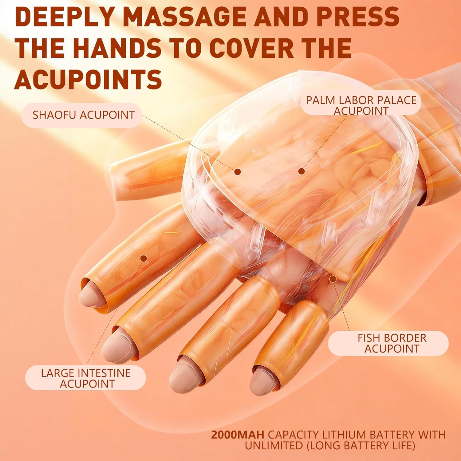Hand Massager for Arthritis and Carpal Tunnel Relief with Heat and Compression, 3 Modes & 5 Intensity, 42°C Heat, Finger Separation Design, Rechargeable & Portable Handheld Massager at Home Office