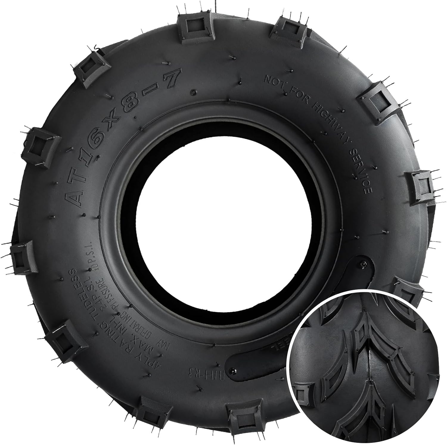 PROPARTS 16x8-7 ATV Tires 16x8x7 Go-Kart Mini Bike Tires 16x8.00-7 UTV Off-Road Tire, 4Ply Tubeless, Set of 2