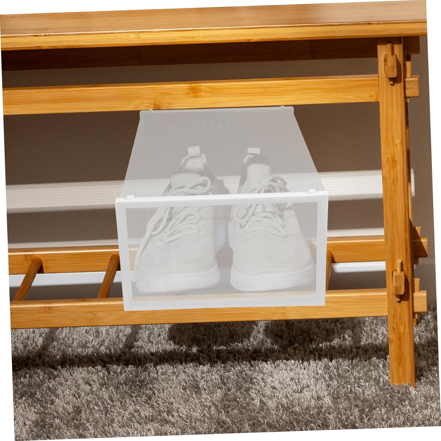 Mobestech 6pcs Stackable Shoe Storage Boxes Organizer for Sneakers Boots and Heels Material High Visibility for Easy Access for Closet and Home Organization