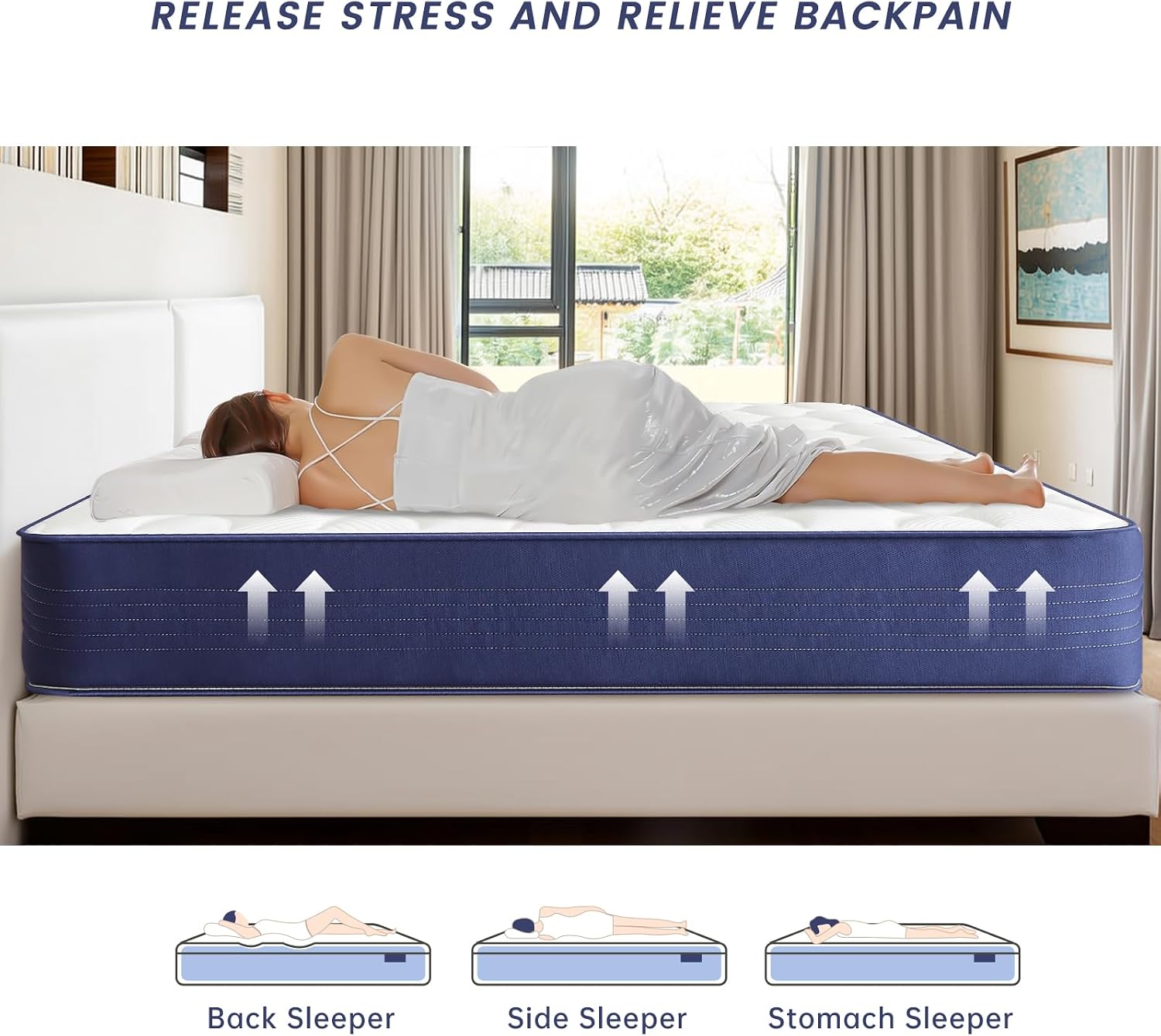 King Mattress, 10 Inch Hybrid Mattress in a Box,Memory Foam King Size Mattresses,Independent Spring for Motion Isolation and Pressure Relief, Medium Firm, CertiPUR-US Certified