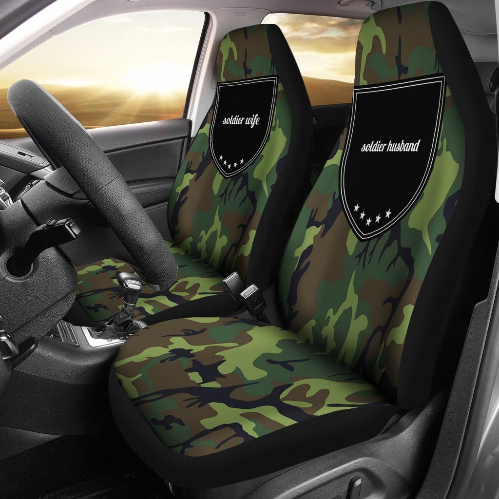 Familly Trophy Soldier Wife Husband Gifts for Couples Car Seat Cover Set for 2 Person Car Van Army Military Navy Police Gifts for Anniversary, Birthday & Homecoming