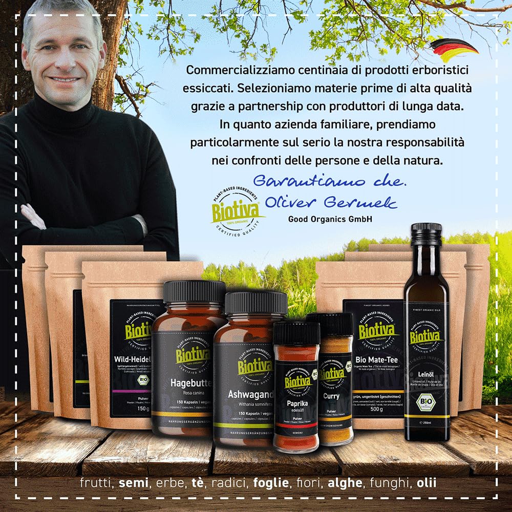 Mirtillo selvatico in polvere biologico 300g (2x150g) - Vaccinium myrtillus - polvere di mirtillo liofilizzato - imbottigliato e controllato in Germania (DE-ÖKO-005) - Biotiva