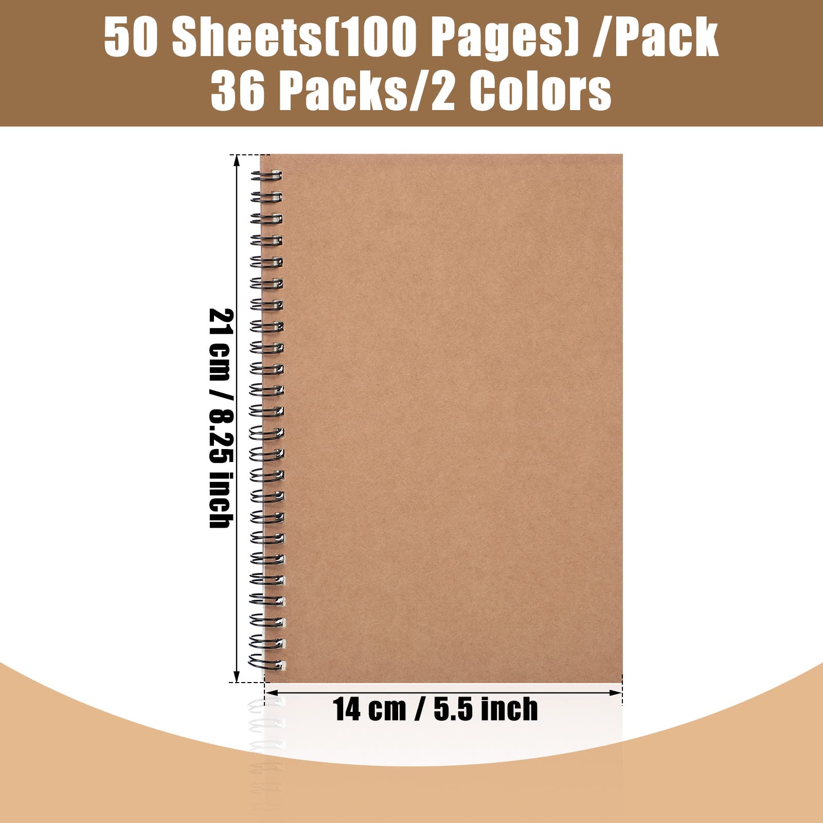 36 Packungen A5 Spiralnotizbuch, Hardcover, liniert, weicher Einband, SpiralTagebuch, College, Schreibthema, liniert, Notizbuch, 5,5 x 8,3 Zoll, 50 Blatt, 100 Seiten, liniertes Papier für Büro,