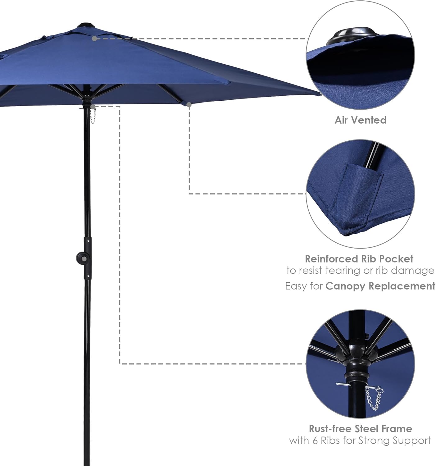 Yescom Outdoor Patio Umbrella for Market Pool Yard Porch Garden Deck Lawn Party Table Cafe Bistro Sunshade Event Parasol