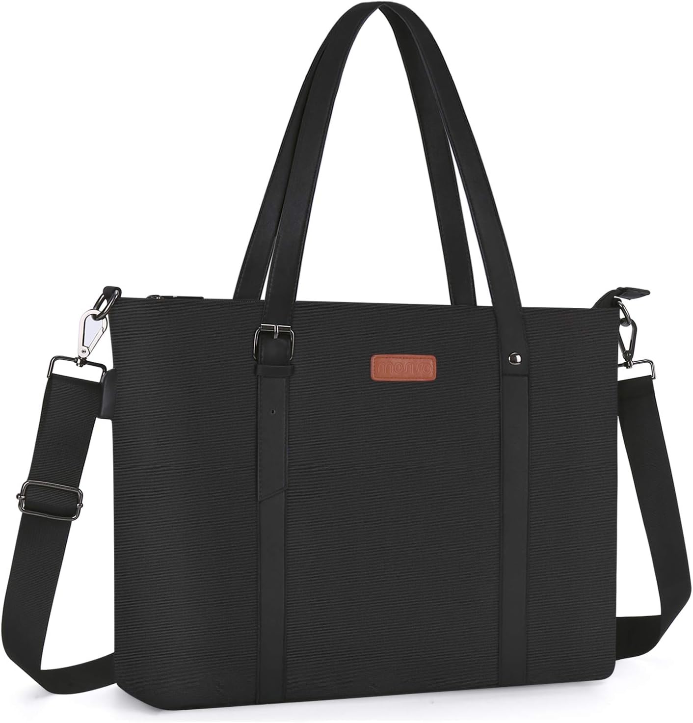 MOSISO USB Port Laptop Tote Bag (17-17.3 inch), Large Woman Organizer Work Business Office Travel Shopping Teacher Shoulder Bag Portable Carrying Handbag Compatible with MacBook & Notebook, Black