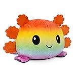 TeeTurtle - The Original Reversible Axolotl Plushie - Gray + Rainbow - Cute Sensory Fidget Stuffed Animals That Show Your Mood
