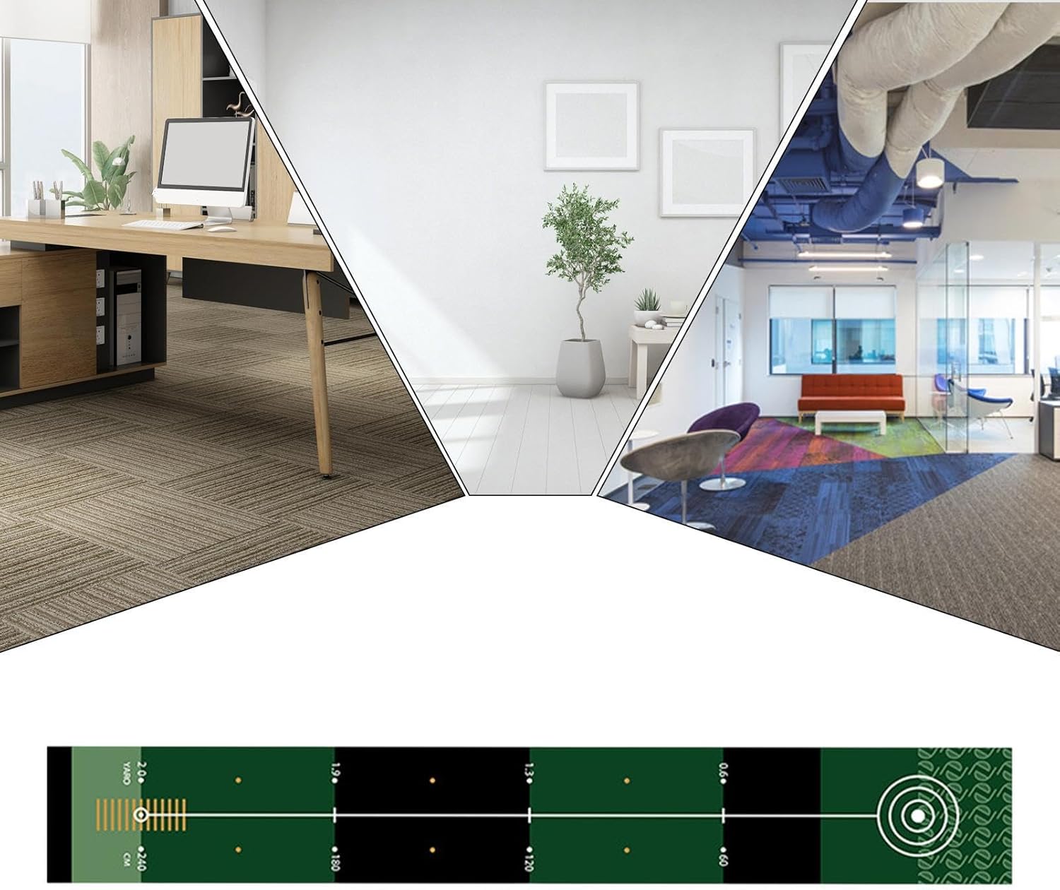 Golf Putting Mat - Golf Practice Mat, Indoor Putting Green | Portable Golf Training Mat, Putting Practice Mat, Indoor Golf Putting Green with Anti-Slip Backing, Golf Training Equipment for Men Women