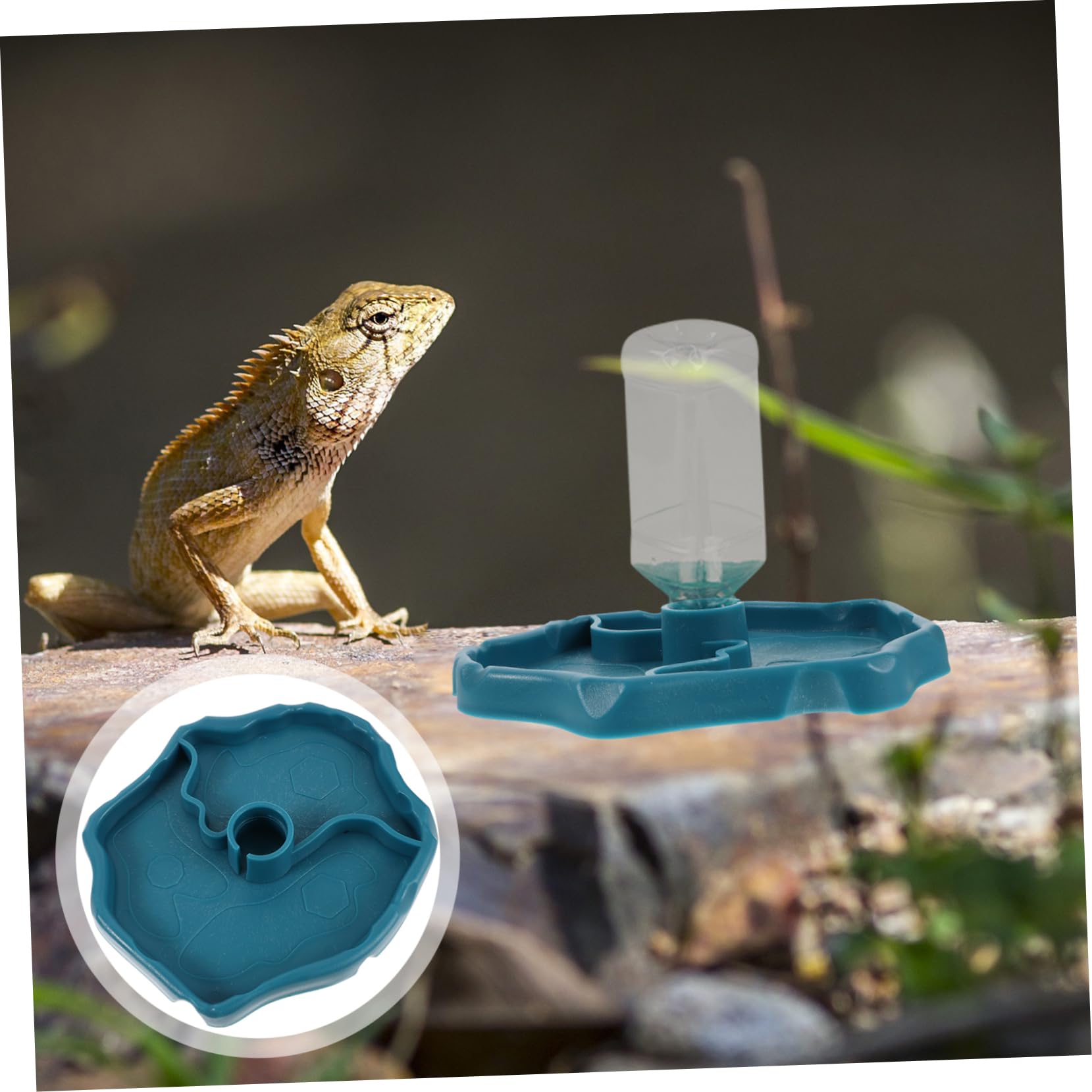 Happyyami Automatic Water Feeder for Dogs Cats Reptile Tank Pet Fountain 2-in-1 Water Dish Food Plate