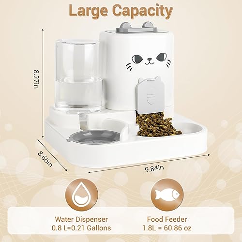 Miniatura 3 de Comedero para mascotas 2 en 1 y dispensador de agua para gatos y perros, estación de comida para gatos de gran capacidad con cuenco de agua, apto