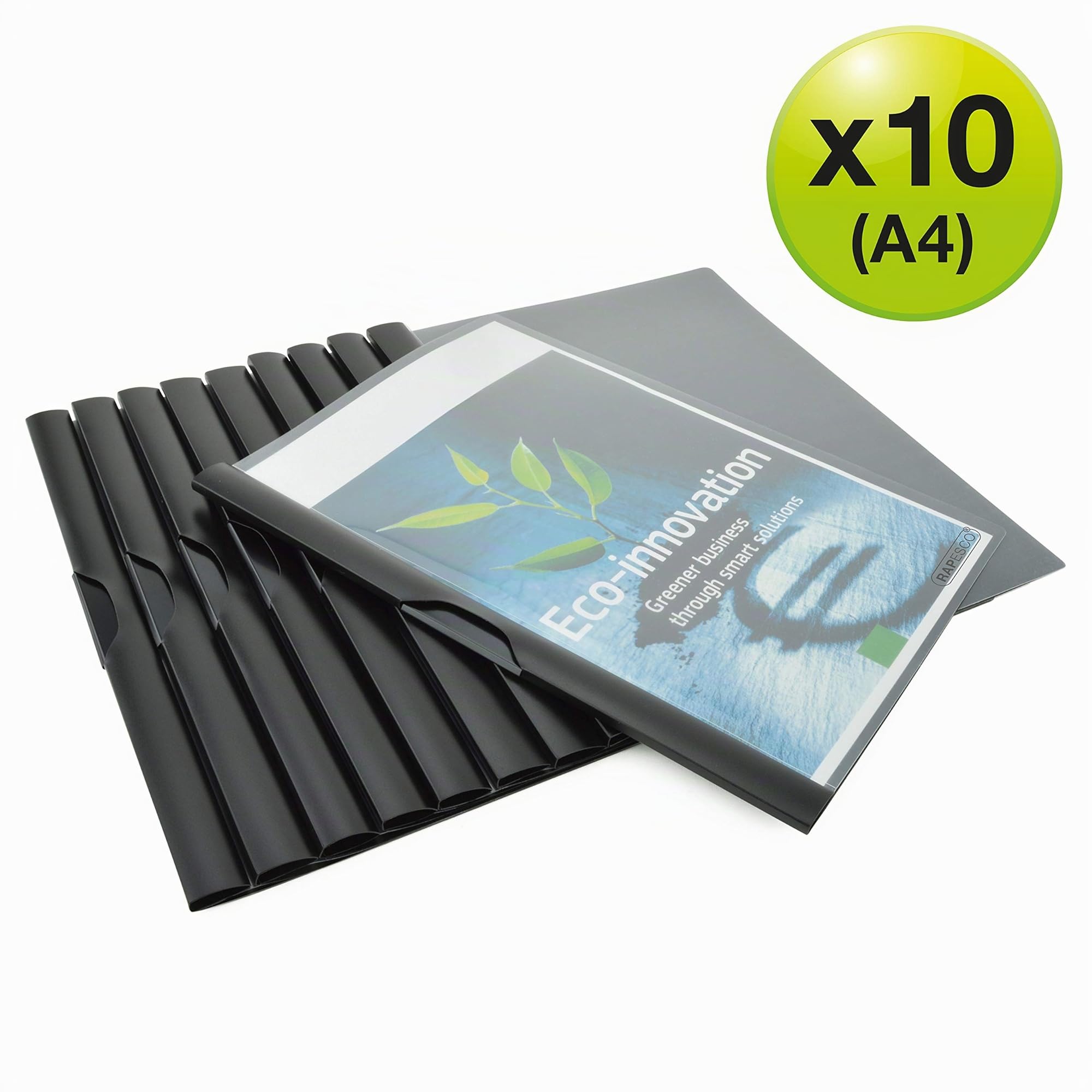 Rapesco ECO Carpeta Dossier con Clip Lateral A4 Negro Paquete 10