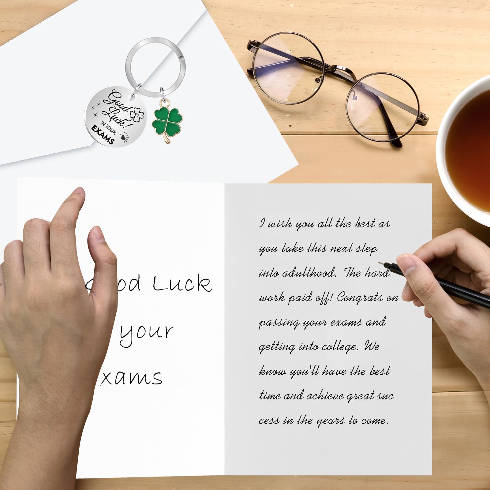 Good Luck in Your Exams Card, Good Luck in Your Exams Keyring Gifts, SATS A Levels GCSE Good Luck Exams Card Keyring Gifts for Students - Image 3