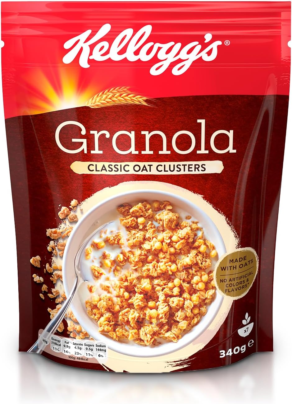 Granola Classic Oat Clusters | 340g | Made with Whole Oats | Tasty & Nourishing Breakfast | Source of Protein & Fibre | Delicious Crispy Oat Granola | Ideal For Breakfast & Snacks