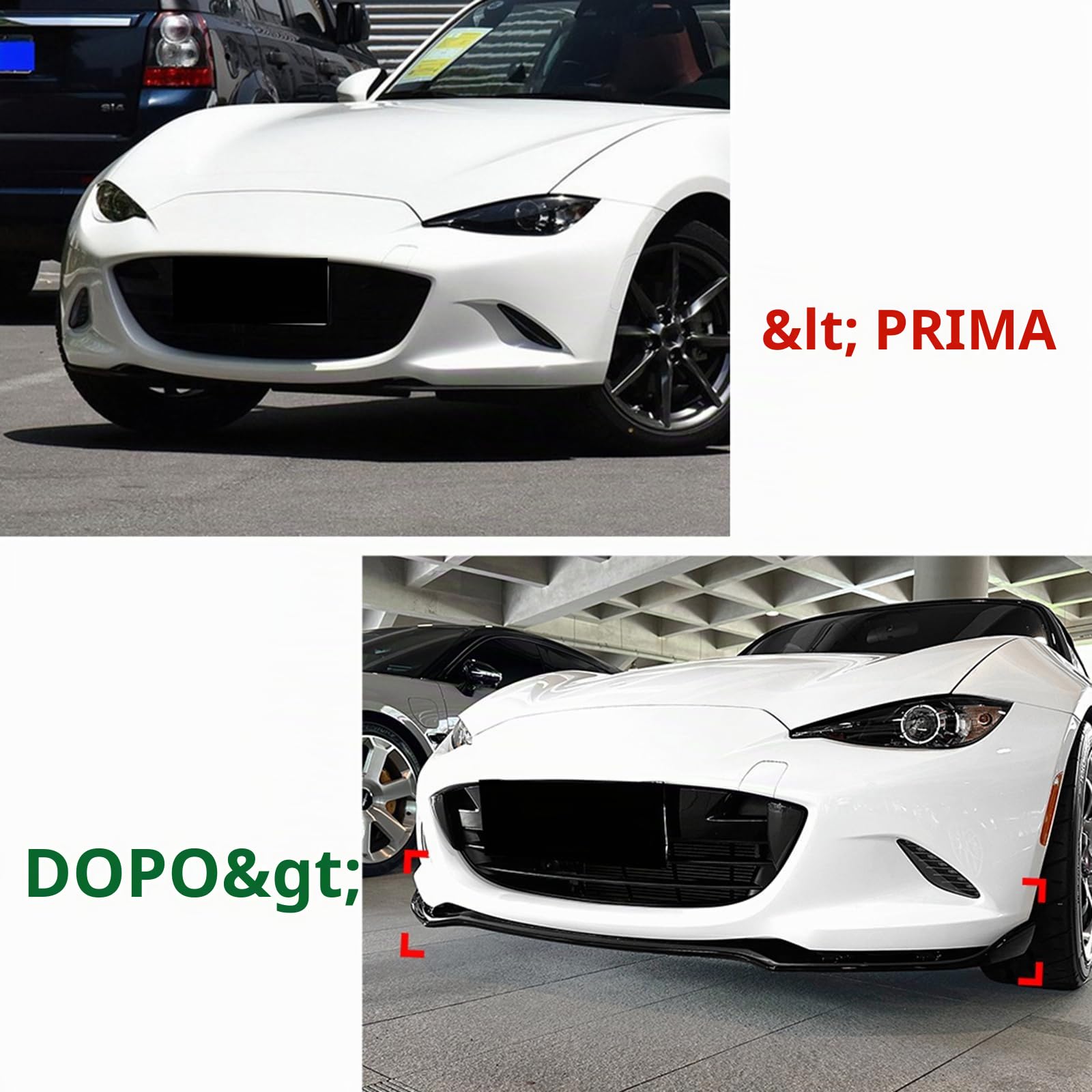 Kit di labbro spoiler paraurti anteriore per Mazda MX-5 Miata ND 2016-2022 Nero