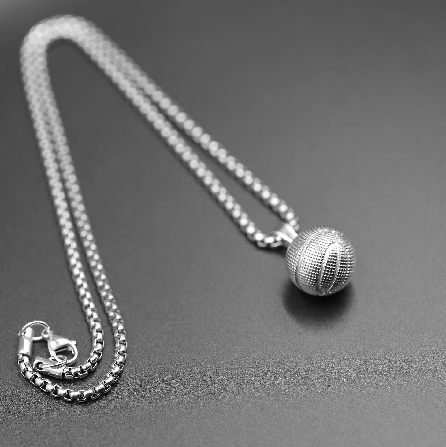 Rnivida Solid 3D Basketball Pendant Necklace Birthday Jewelry Gift for Fans Team Basketball Lover with Stainless Steel Chain 20 Inch - Image 2