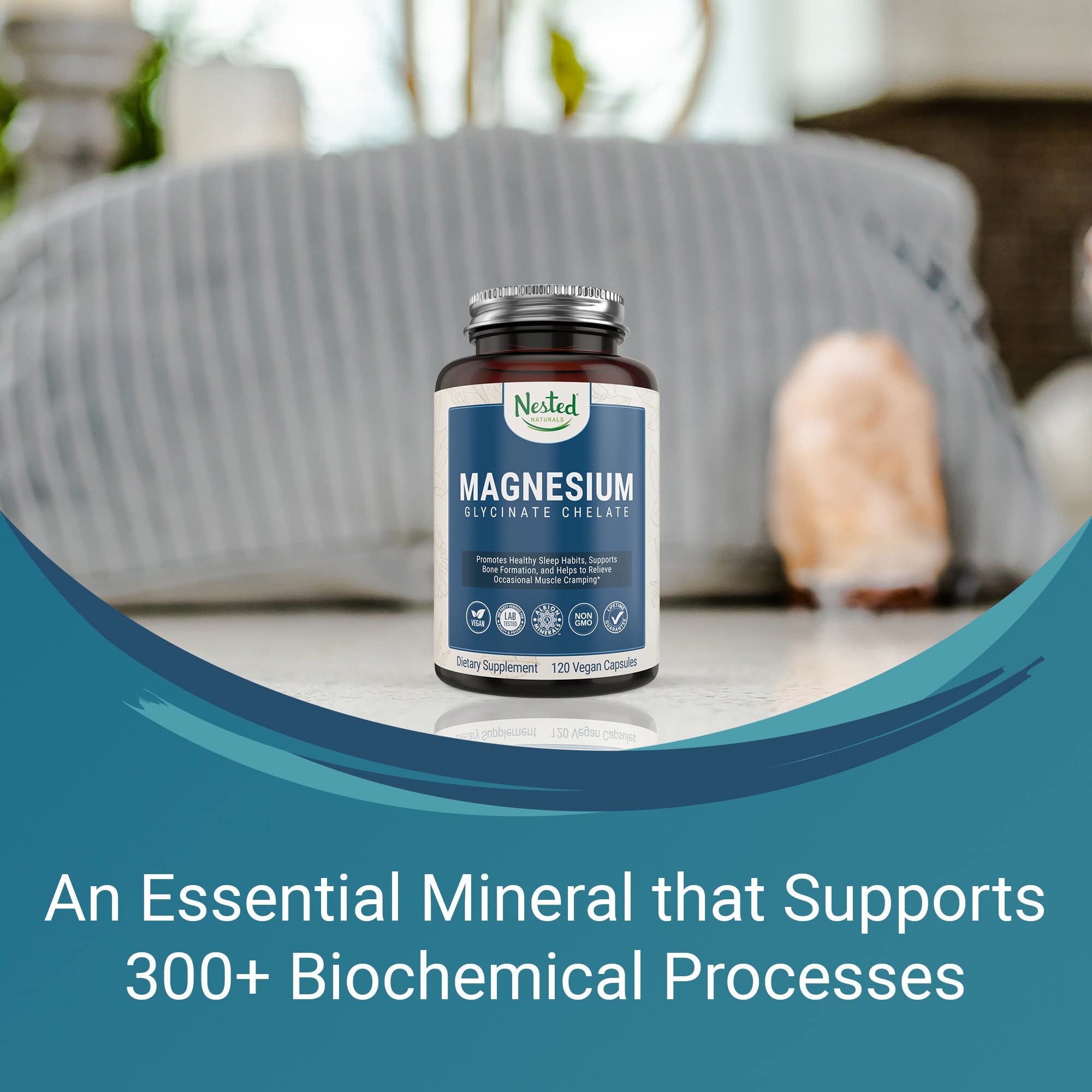 Buy Nested Naturals Magnesium Glycinate Chelate Supplement 200mg High