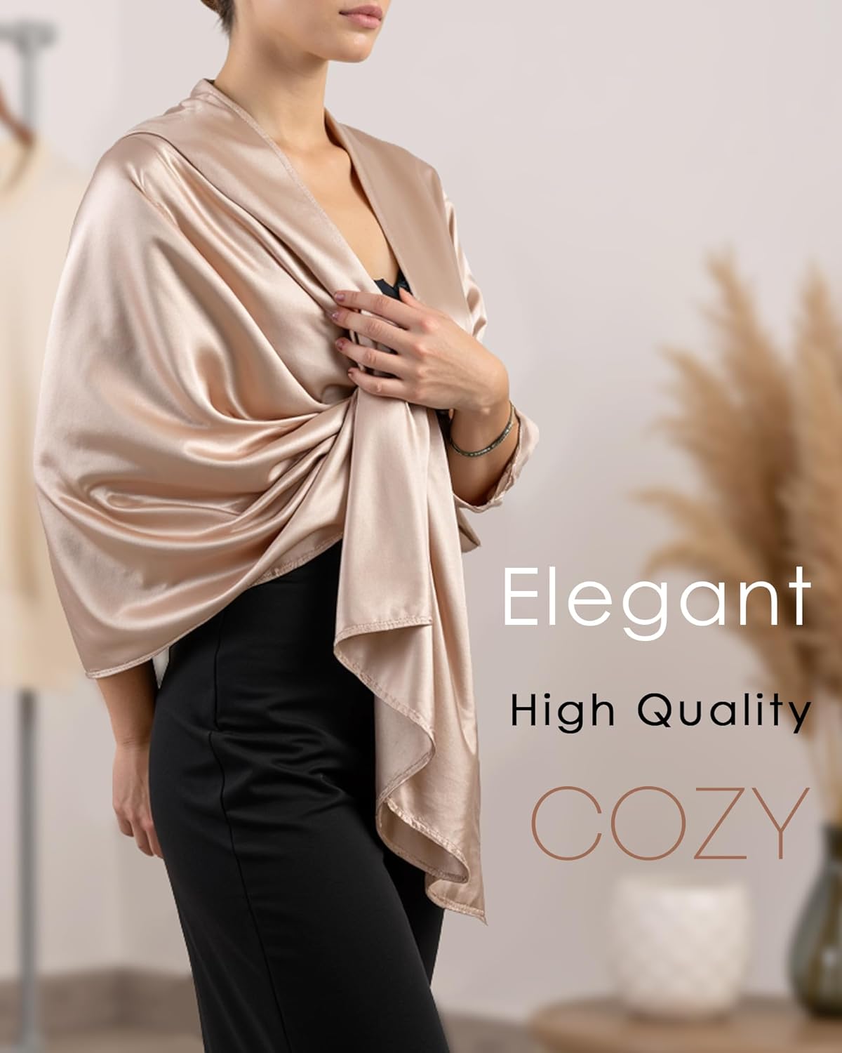 Sofier Satin Shawl Wraps for Women Evening Dresses Wedding Bridal Party Silky Scarf Formal Cover Up Bridesmaid Gifts - Image 2