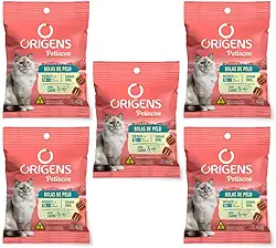 Origens Petiscos Gatos Bola de Pelo Sabor Carne 40g 5 Unidades