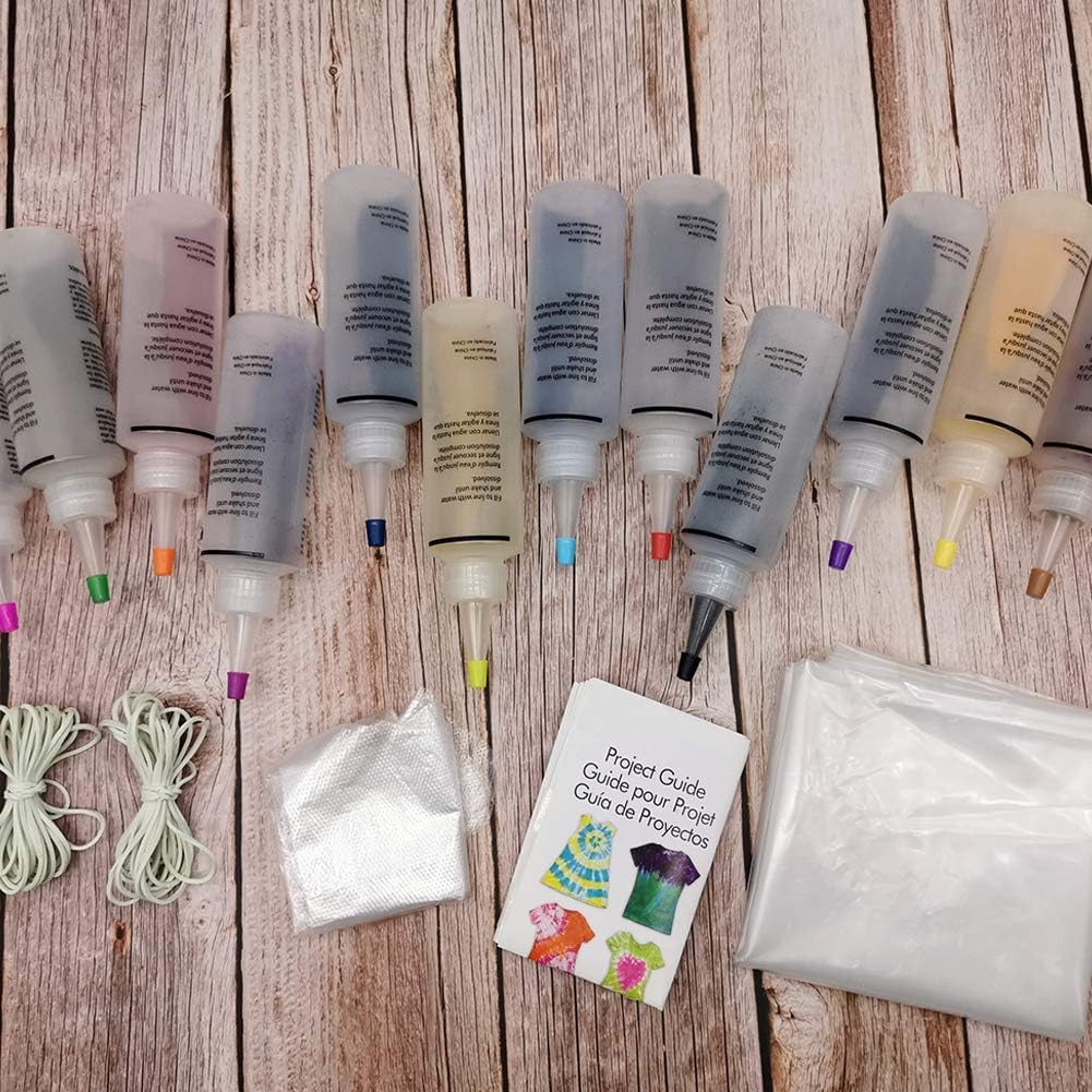 12 Bottles One-Step Tie-Dye Kit,Fabric Textile Paints Colorful Tie Dying Sets, Muti-Color Dyes Permanent Paint for DIY Arts Clothes Fabric