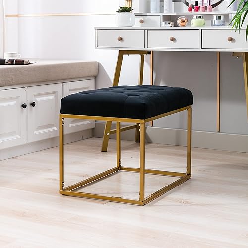 Miniatura 4 de HomSof Silla otomana copetuda Black Living para sala de maquillaje