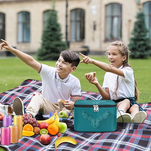 Miniatura 3 de QsirBC Deer Lines - Bolsa de almuerzo aislada de origami para mujer, reutilizable, bolsa cuadrada de comida para adultos y hombres, lonchera más