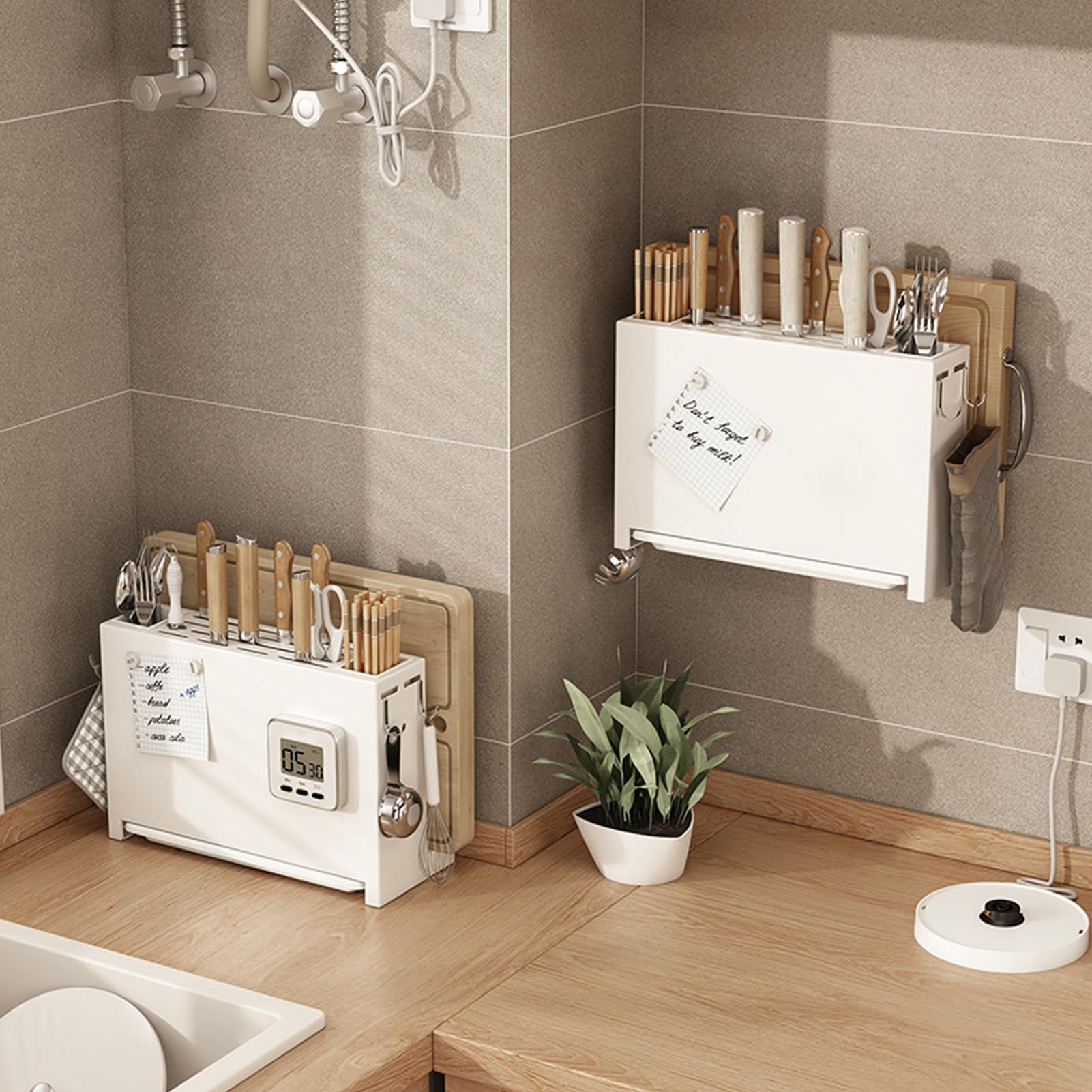 Organizer per Tagliere per Coltelli, Stendibiancheria per Coltelli da Appendere a Parete di Grande capacità per Accessori da Cucina