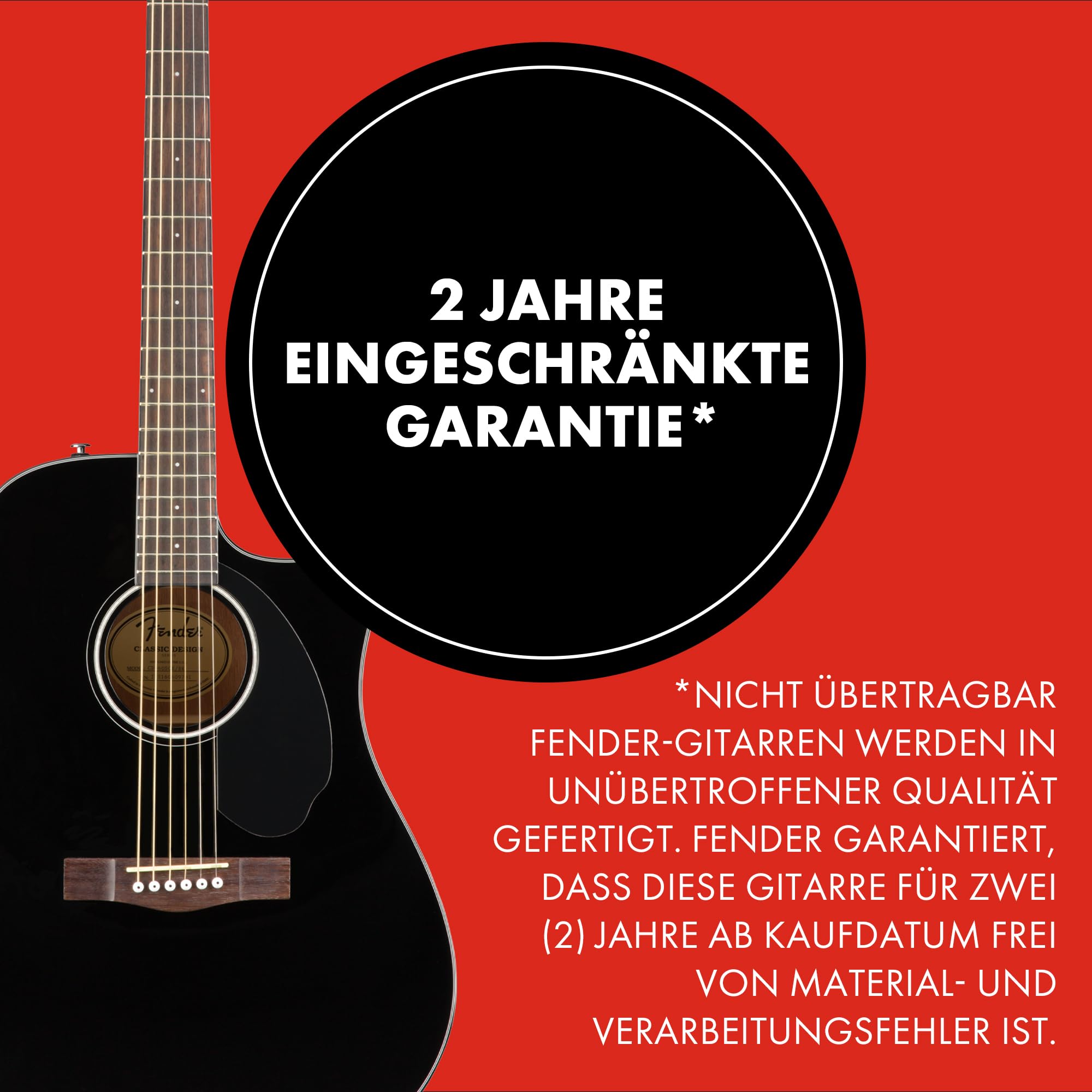 Fender CD-60SCE Dreadnought Elektroakustikgitarre, Hochwertige Westerngitarre mit Cutaway, Ideal für Bühne und Studio, Inklusive virtueller Kurse auf Fender Play, Schwarz