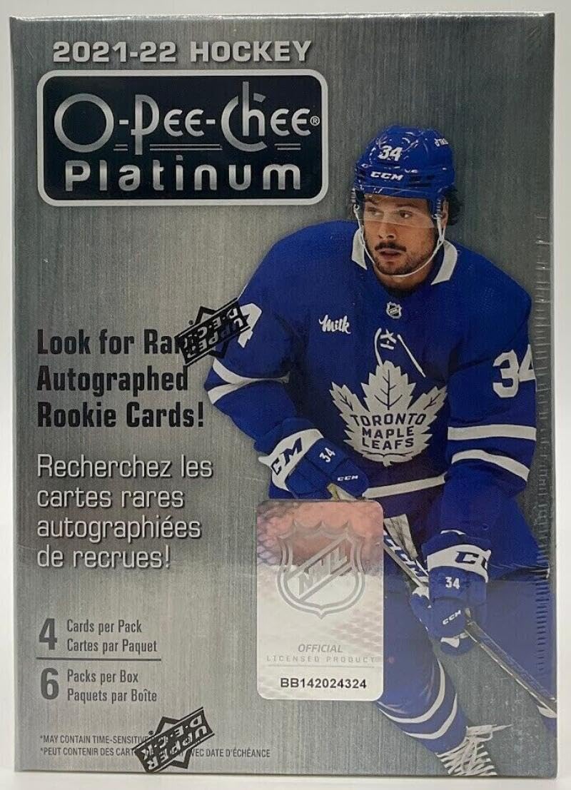 2021-22 NHL Upper Deck O-Pee-Chee Platinum Hockey Factory Sealed Blaster Box. 6 Packs of 4 Cards.