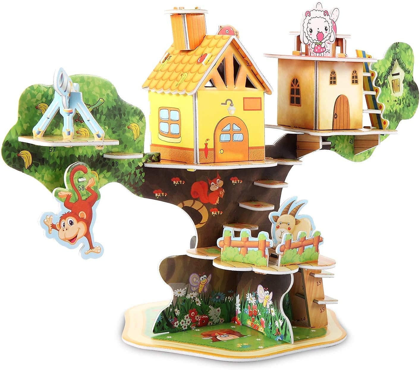 Jigsaw 3D Puzzle Toy DIY for Kids, 3D Puzzle Game Architecture Building Block for Kids, Attractive Show Piece, Easy to Assemble, Random Unique 1 Jungle 1 House and 1 Other Design Pack of 3