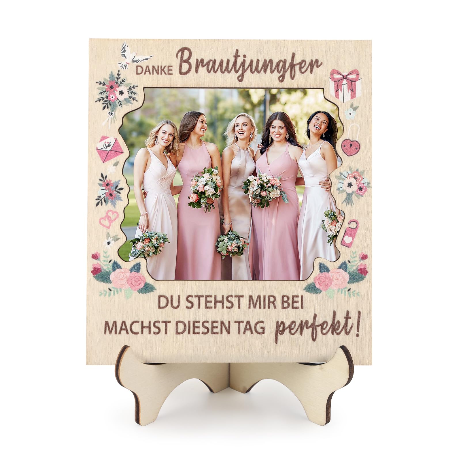 Belillpipi Trauzeugin fragen Bilderrahmen, Magnetischer Holz Bilderrahmen, Perfektes Foto Geschenk zu Geburtstag Hochzeit, Trauzeugin Geschenk Brautjungfer Fragen