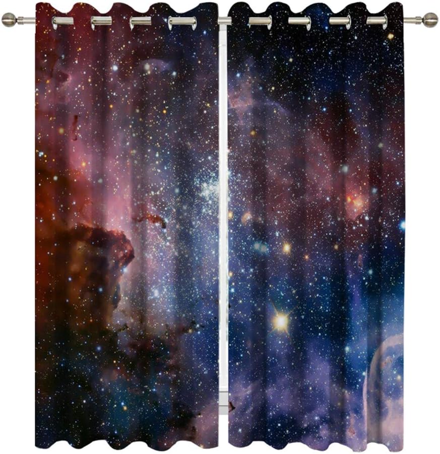 Get Cheap Price Blackout Window Curtains 2 Panels, Outer Space Stars Polyester Window Treatment Drapes for Living Room Bedroom Hotel, 52W x 84L Get Popular Offer Blackout Window Curtains 2 Panels, Outer Space Stars Polyester Window Treatment Drapes for Living Room Bedroom Hotel, 52W x 84L