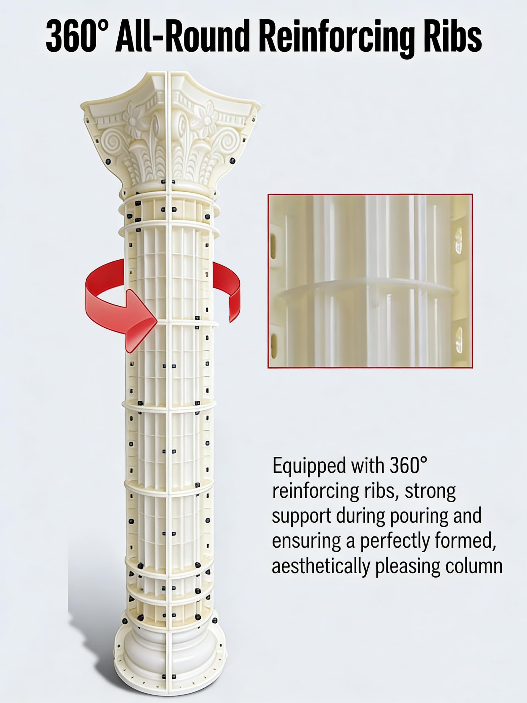 Betonform für römische Säulen, 25 cm Durchmesser × 205 cm Höhe, wiederverwendbare Betonsäulenformen, DIY, dekorative Säulenform für Haus, Veranda, Villenbau (Streifen)