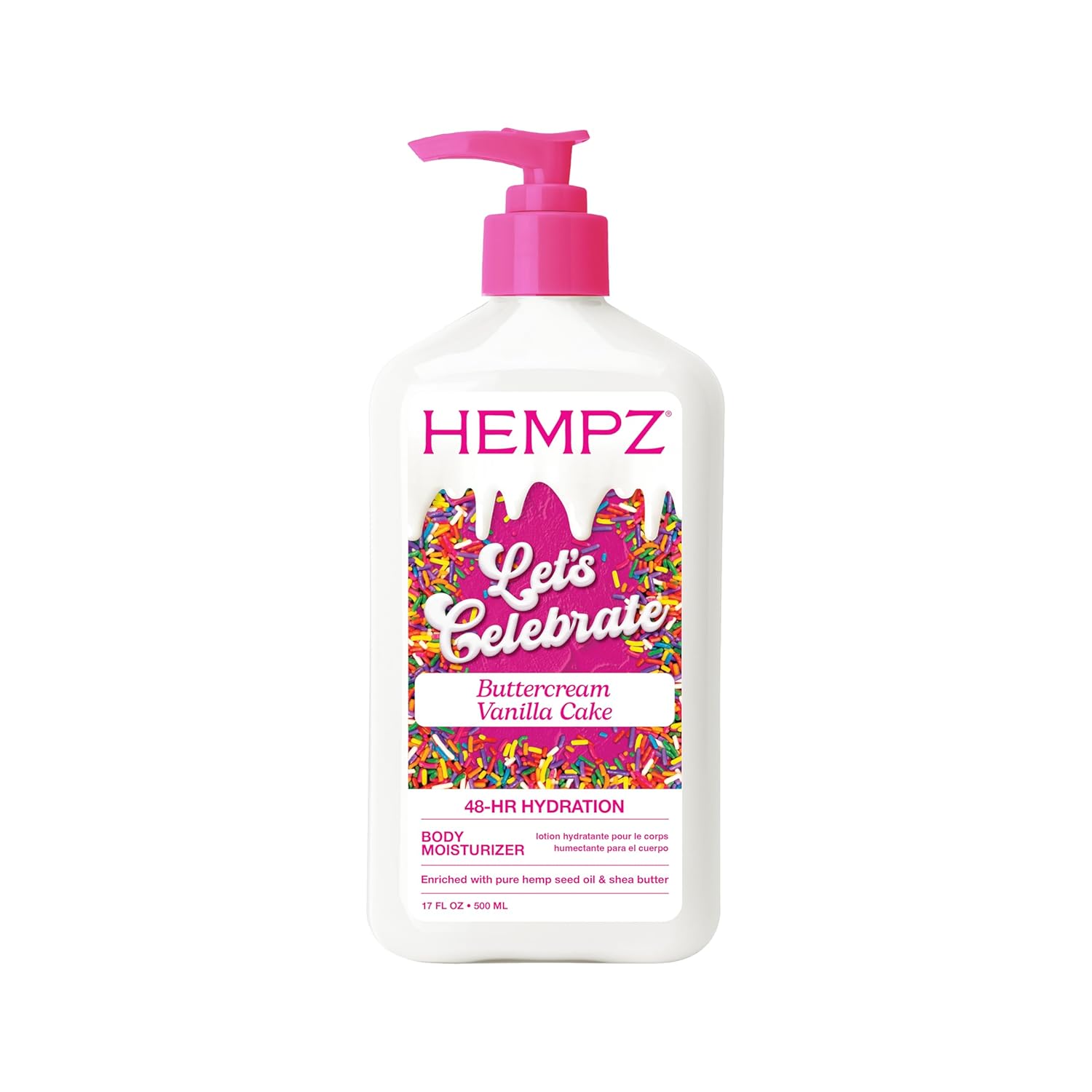 Hempz Body Lotion - Buttercream Vanilla Cake Celebration - Limited Edition Daily Moisturizing Cream, Shea Butter, Aloe - Skin Care Products, Hemp Seed Oil - 17 Oz