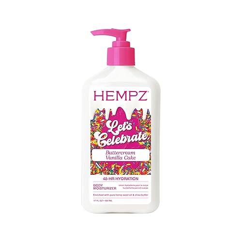 Hempz Body Lotion - Buttercream Vanilla Cake Celebration - Limited Edition Daily Moisturizing Cream, Shea Butter, Aloe - Skin Care Products, Hemp Seed Oil - 17 Oz - Vanilla - 17 Fl Oz (Pack of 1)