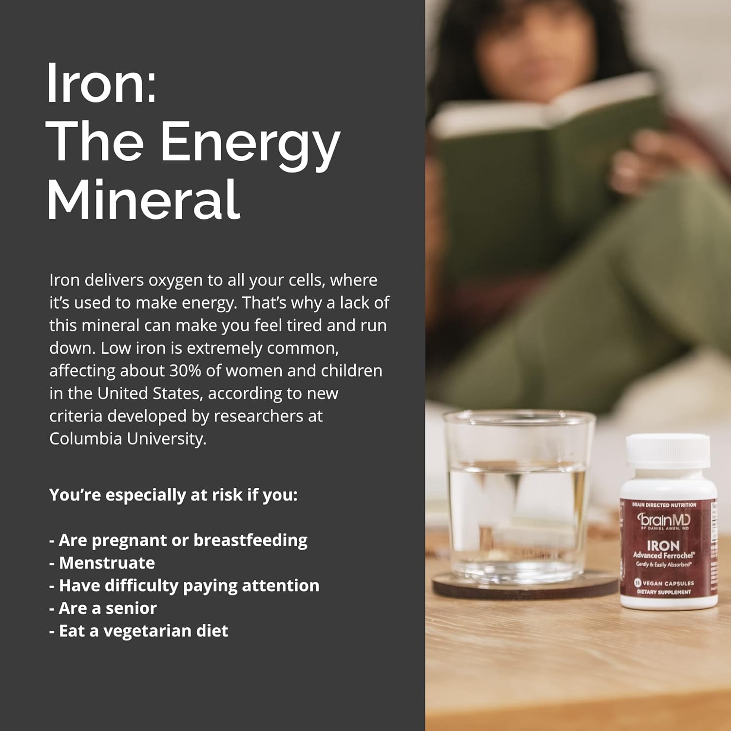 BRAINMD Dr Amen Iron - 30 Capsules - Supports Energy Production, Cognitive Function & Gene Regulation - Gentle & Easily Absorbed - Gluten Free - 30 Servings - Image 5