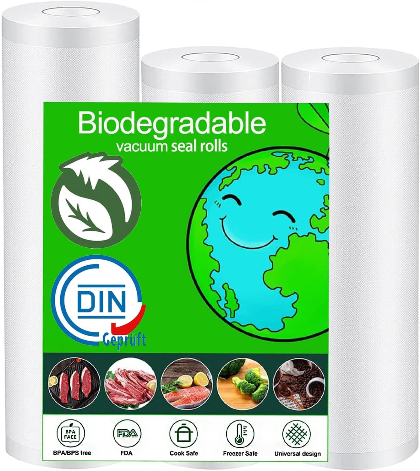 GAVASTO Biodegradable Vacuum Sealer Bags 3 Pack 8x20(2Rolls), 11x20