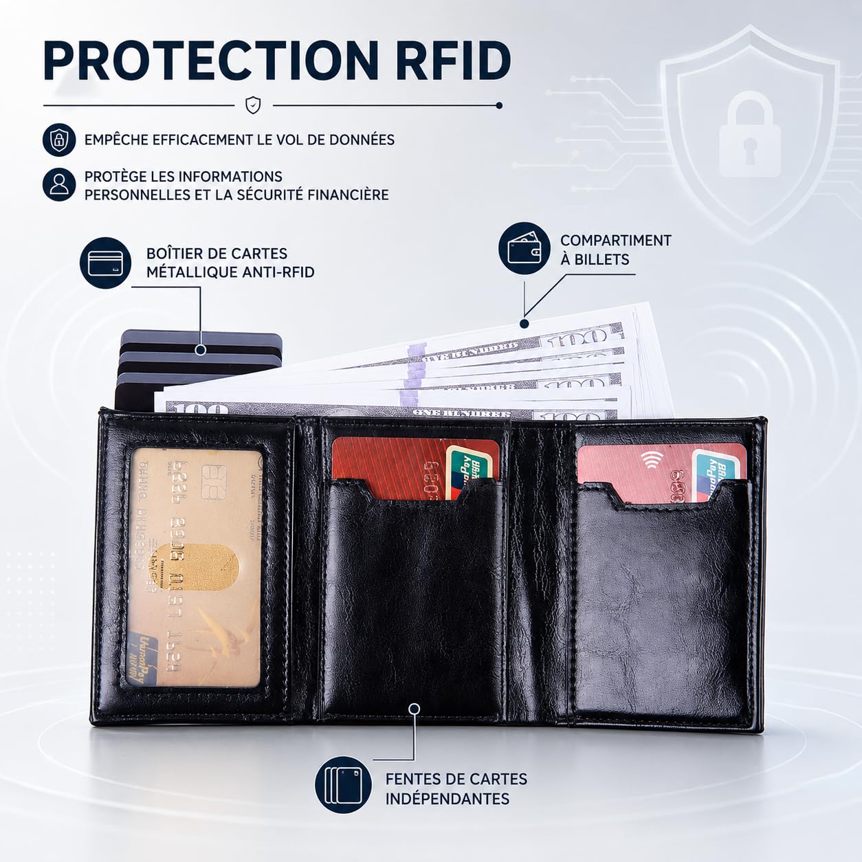 Maison Corval Wallet 2.0 Portefeuille Homme Compact avec Protection RFID Accès Rapide Cartes Poche Zippée pour Voyage et Quotidien (Bleu)