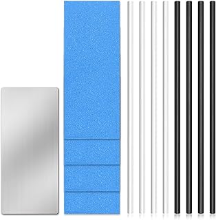 8pcs Snowboard Repair Kit, 6mm Snowboard Base Repair P-Tex Base Filler with 4 Structure Sandpaper 1 Scraper Ptex Ski Wax Repair Tuning Kit for Protecting Ski and Snowboard(Black & White)