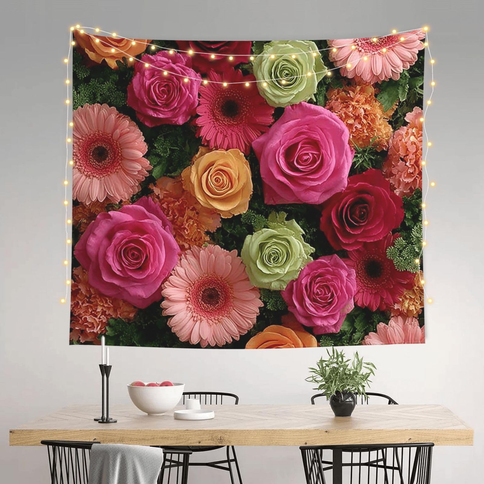 HJKJKKJ Tapestry 152 X 130 CM Aesthetic Wall Tapestrys for Bedroom Floral Backdrop Tapestries Hanging Wall Art Blanket Home Decor Tapestry for Living Room Dorm Office