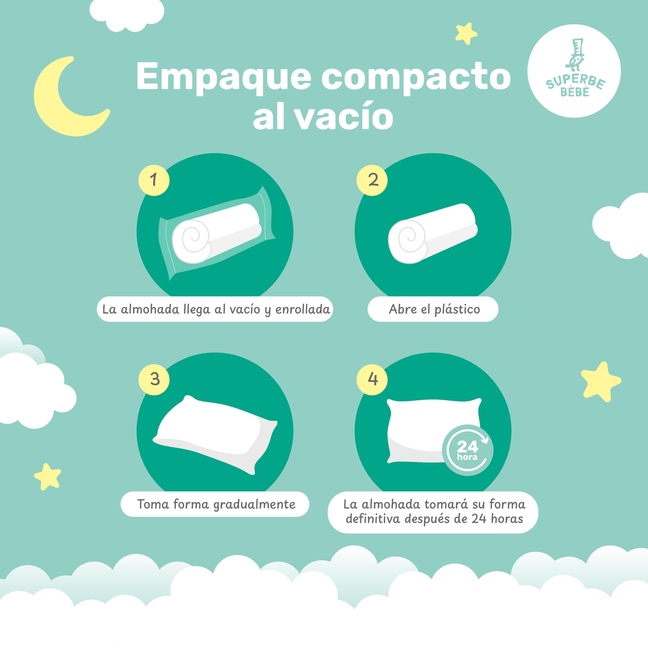 Almohada Infantil Blanca 33x45 Cm De Algodón Oeko-Tex - Almohada Cuna Bebe Y Niños- Cojin Pequeño para Bebés para Siestas En La Guardería, Escuela Y Viajes - 1 Año 2 Años