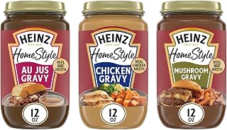 Heinz HomeStyle Gravy Variety Pack: Au Jus, Mushroom & Classic Chicken 12oz Jars - Real Ingredients, Ready to Serve