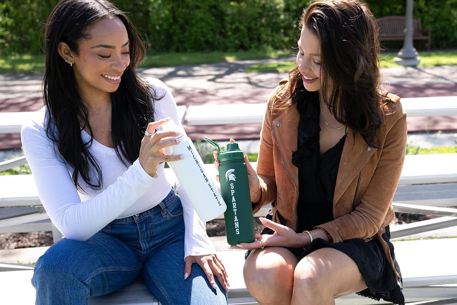 Michigan St Water Bottle - Green Double Walled Stainless Steel 24 oz Keeps Drinks Cold or Hot - Image 8