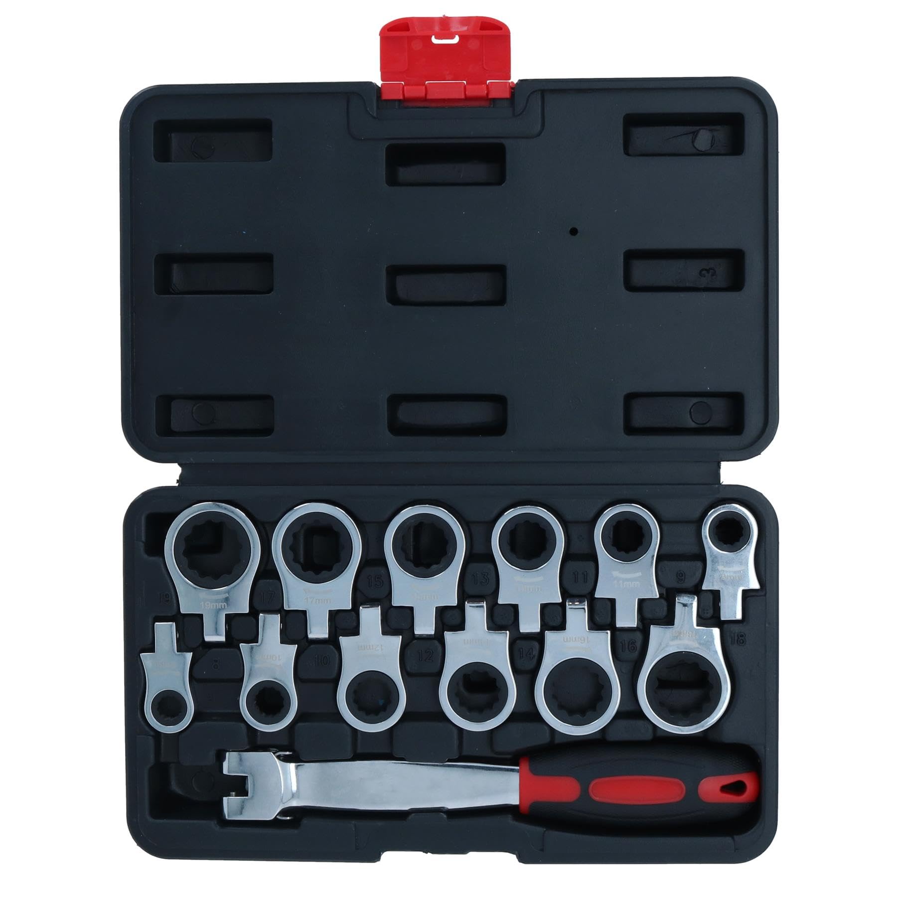 Clés à cliquet métriques AB Tools 13 pièces avec têtes flexibles 8-19 mm