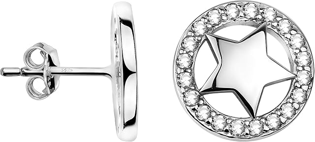 SOFIA MILANI - Women's Earrings 925 Silver - with Zirconia Stones - Star Stud Earrings - 20089