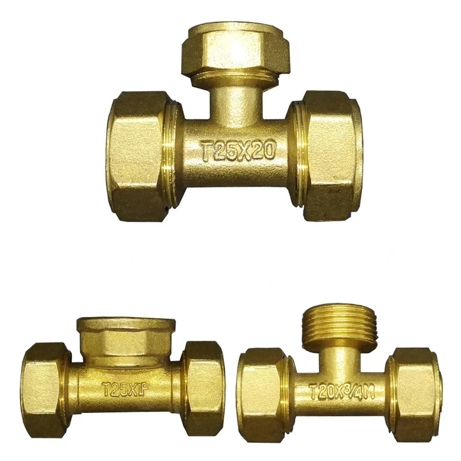 1216 1418 1620 2025 2632 PEX-AL-PEX 1/2" 3/4" 1" Male Female Brass Tee 3 Wasy Pipe Fitting Connector 1pc(2632)