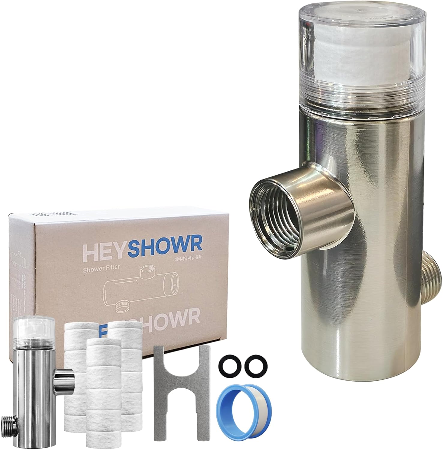 NSF 42 Certified Universal & Easy Installation Shower Filter - High Output Water Softener System with 3 Replacement Cartridges - Hard Water Filter for Healthier Skin, Hair & Nails