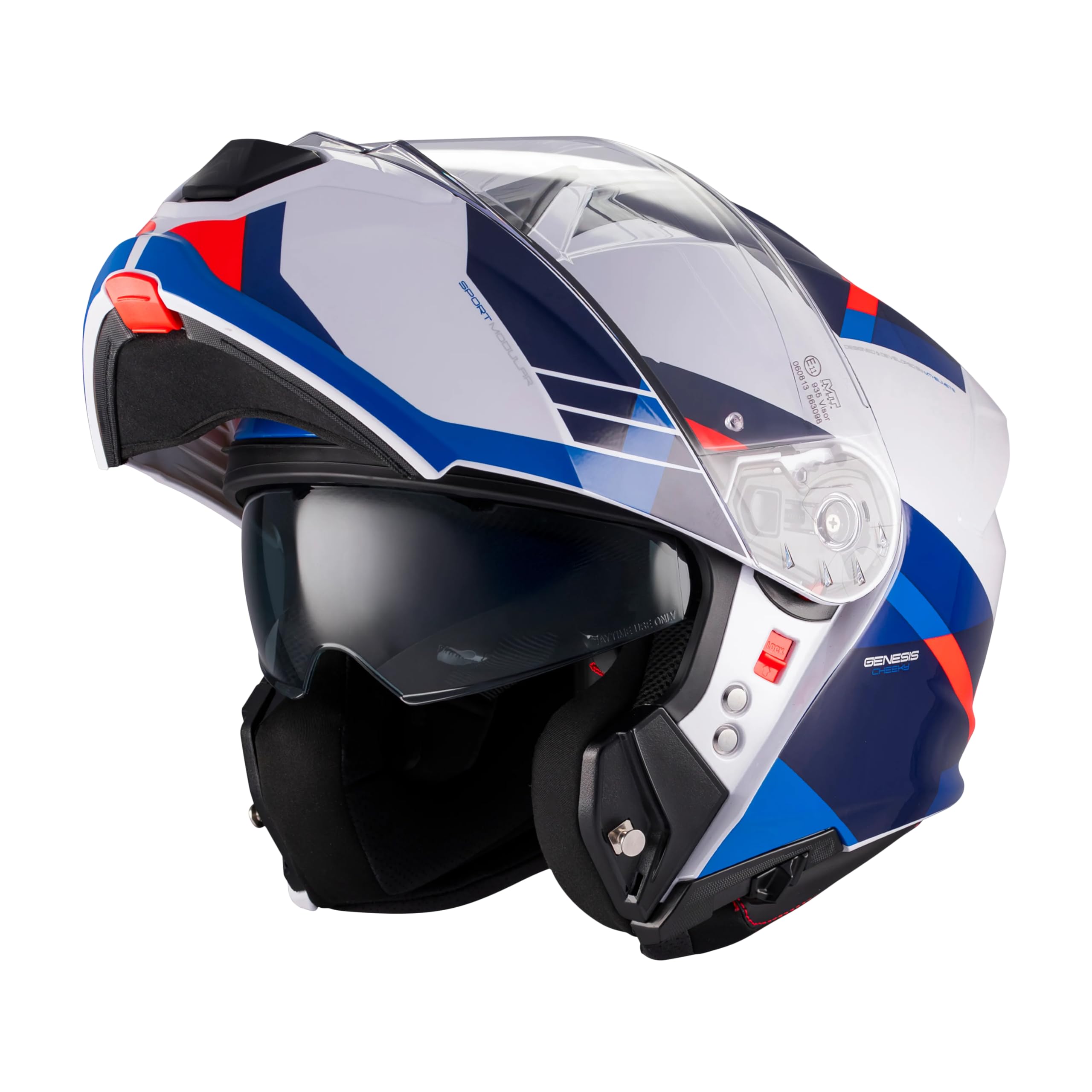 Casco Modular MT Helmet Genesis R SV Cheeky A7 Brillo con Visor Solar Integrado 22.06