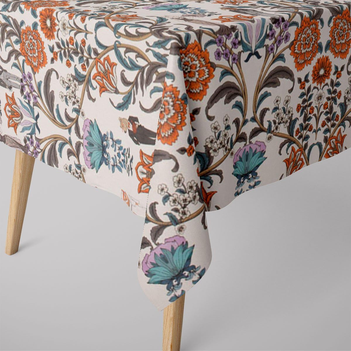 Nappe fleurs et animaux 90x90 cm pour protéger table basse