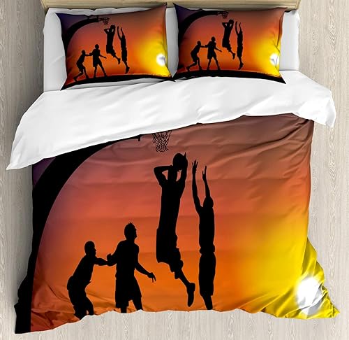 Ambesonne - Funda de edredón, diseño multicolor, tres tamaños, Tela, Coral Oscuro, King