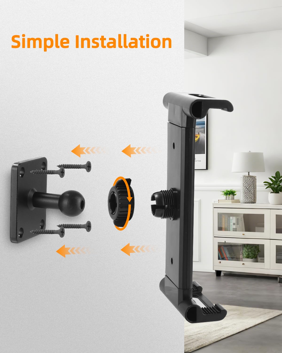 Aluminiowy uchwyt ścienny do tabletu, z możliwością obrotu o 360°, uniwersalny uchwyt ścienny z rozszerzalnym klipsem, kompatybilny z (4,7-13'') iPad Pro/Mini, Surface Pro